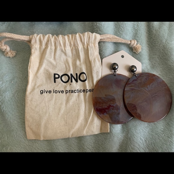 Pono earring pierced large oversized resin discs amber color nwt great gift - Picture 2 of 3